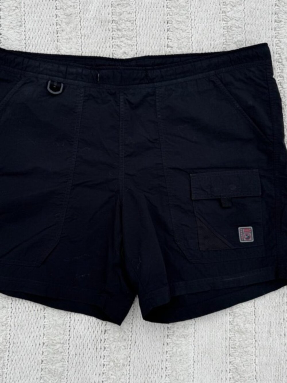 Vtg Eddie Bauer EBTEK Mens Swim Trunks Shorts L Black Nylon Hiking Outdoor